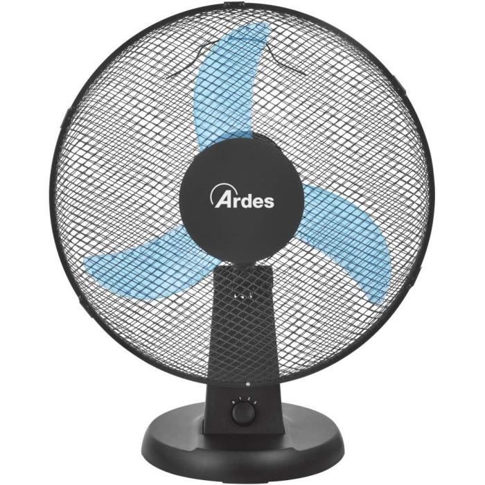 Ardes AR5EA41 Easy 41 Plus Ventilateur de table 3 pales 40 cm 3 niveaux de vitesse, Design Premium Total Black
