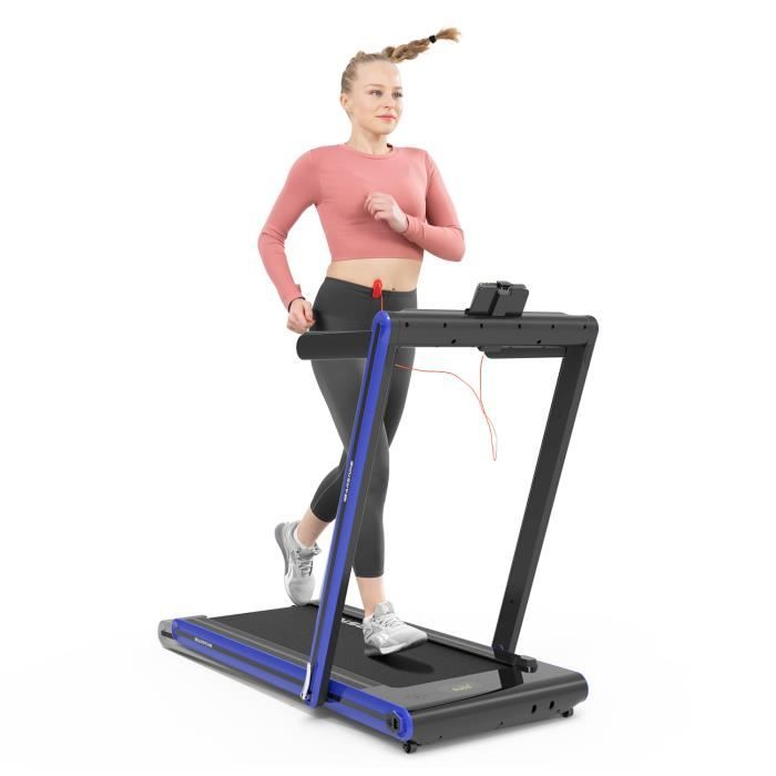 GEARSTONE Tapis de Course Pliant 2 en 1, 1-15km/h, 2 Modes Sportifs, Contrôle Écran Tactile/Télécommande, Bluetooth Intégré