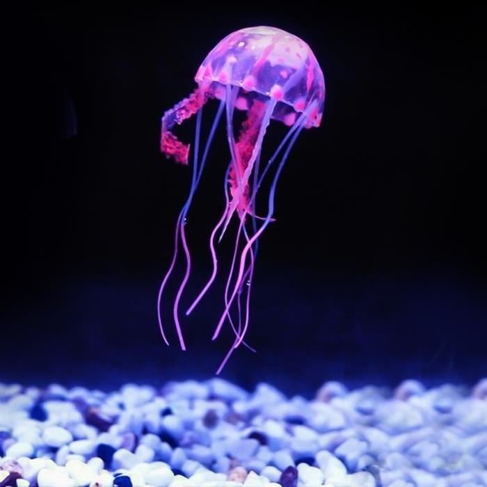 Ornement de méduse artificielle, Aménagement de l'aquarium de méduses fluorescentes, aquarium décoration (rose)