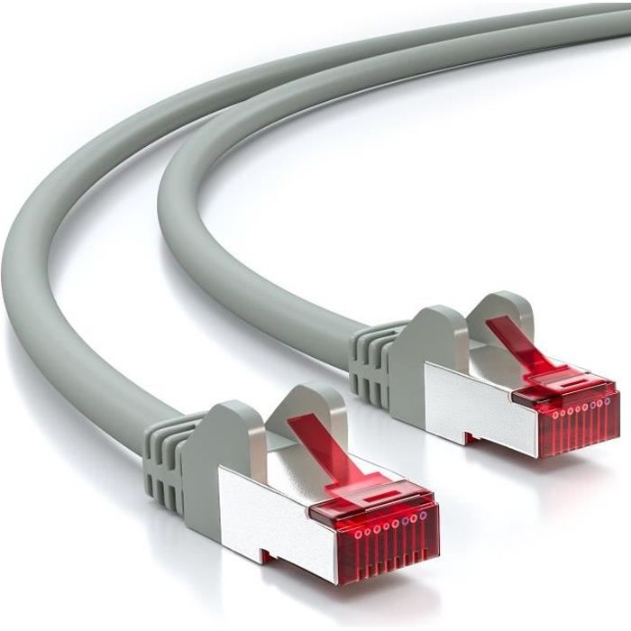 CABLING® Cable Cat 7 blindé RJ45 S-FTP câble Ethernet, Haute Vitesse 10 Gigabit 600Mhz, Rond en Gris (1,0m - 1 Pack)