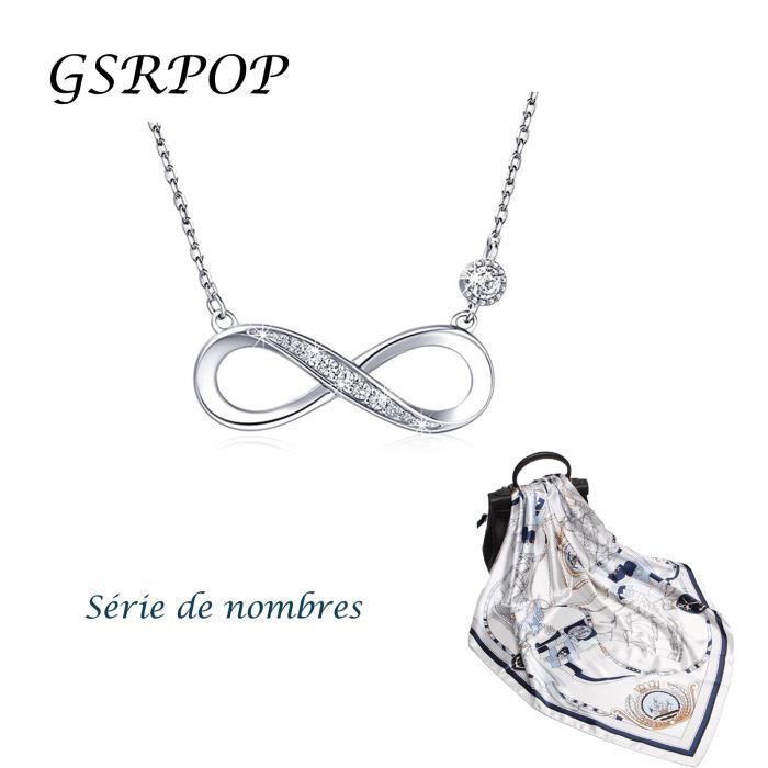 GSRPOP Collier Femme Argent 925 8 conception de symbole de série Pendentif Cadeau avec Paquet exquis