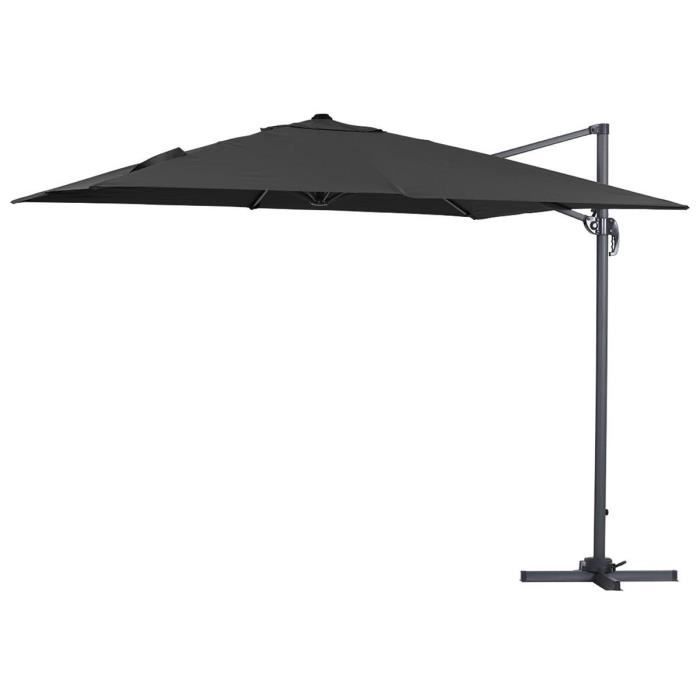 Parasol jardin déporté Alu -Sun 3- - Carré - 3 x 3 m - Noir