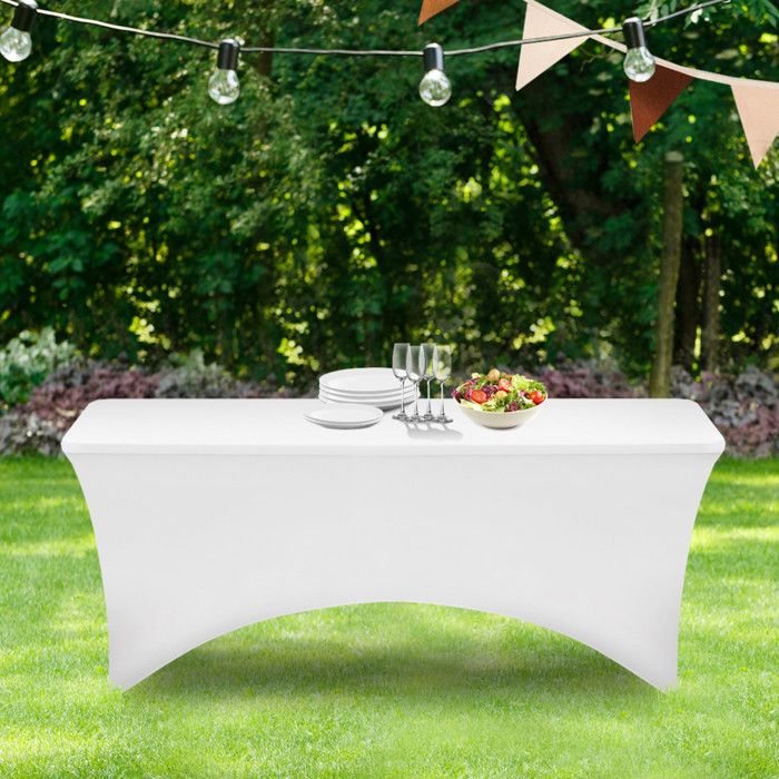 ID MARKET - Housse blanche pour table 180CM pliante