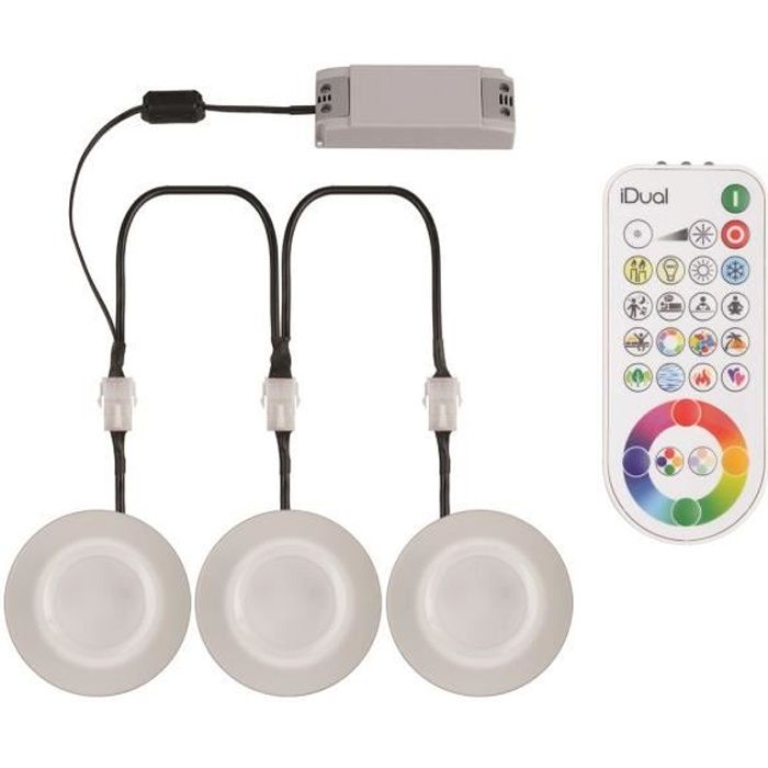 Kit de 3 ARGON spot encastré Led RGB +RC