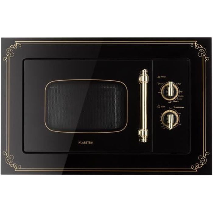 Klarstein Victoria 20 | Four micro-ondes grill combiné | Encastrable | 20L | 800 W - Grill 1000W | Style rétro | Noir