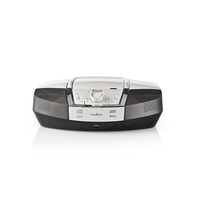 boombox - 12 w - bluetoothâ® - lecteur de cd - radio fm - usb - aux - blanc