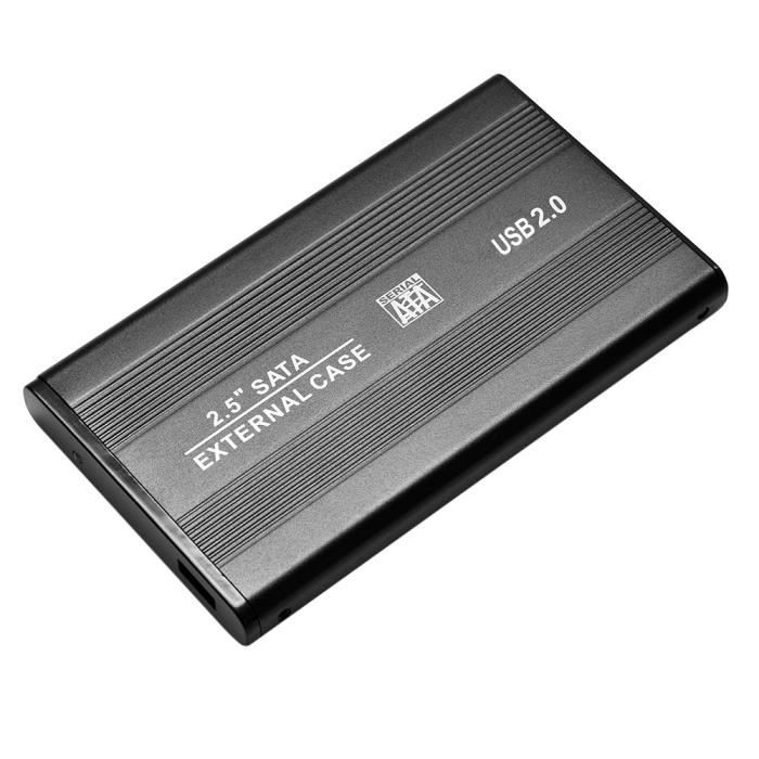 OCIODUAL Coque Housse Boîtier Externe USB 2.0 pour Disque Dur SATA 2.5 Pouces Portable avec LED Hard Drive Disk HD HDD SSD Noir