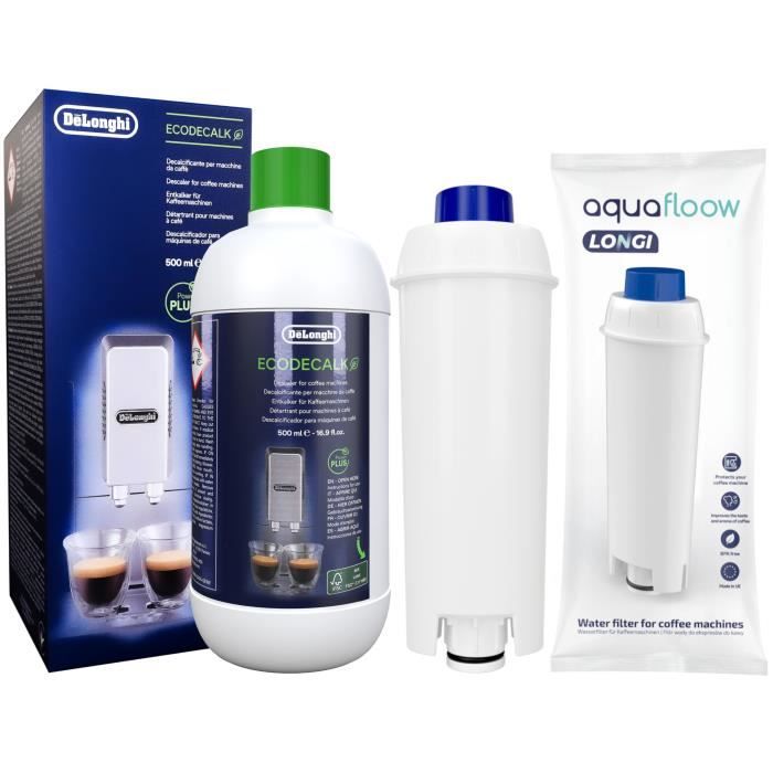 Détartrant DeLonghi 500ml et Filtre AquaFloow Longi pour cafetiere Delonghi Magnifica ECAM ESAM ETAM BCO EC
