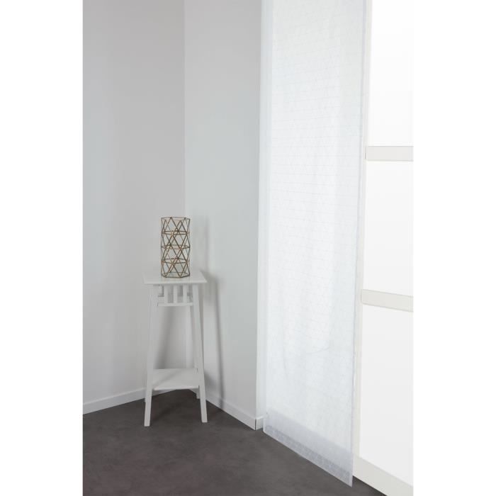 Panneau Japonais 60 x 300 cm Passe Tringle Bande Velcro Style Scandinave Motif Géométrique Blanc