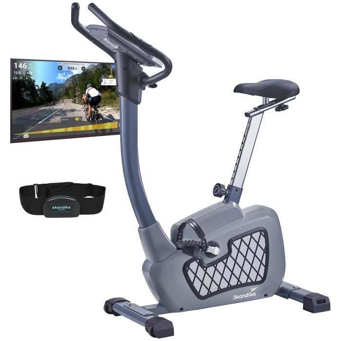 Skandika Wiry - Vélo d'appartement ergomètre - 24 Prog - 32 niveaux de résistance - Gris