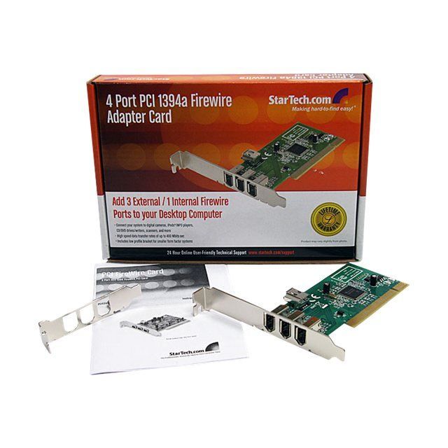 STARTECH Carte Adaptateur PCI vers 4 Ports FireWire400 6 Broches- 1x Firewire 400 Interne - 3x FireWire 400 Externe
