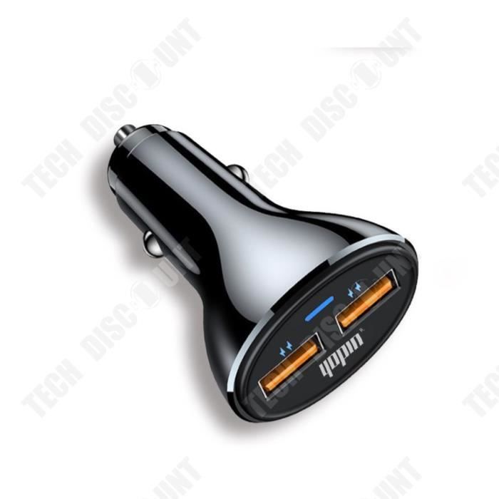 TD® Chargeur rapide voiture allume-cigare quick charge 3.0 2 port USB adaptateur prise allume cigare pour iPhone iPad Samsung GPS et