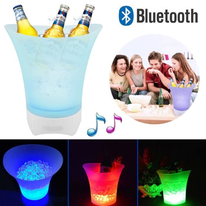 Seau à glace LED à couleur changeante 7 couleurs - Pour champagne, vin, boissons, bière - Pour bar, fête