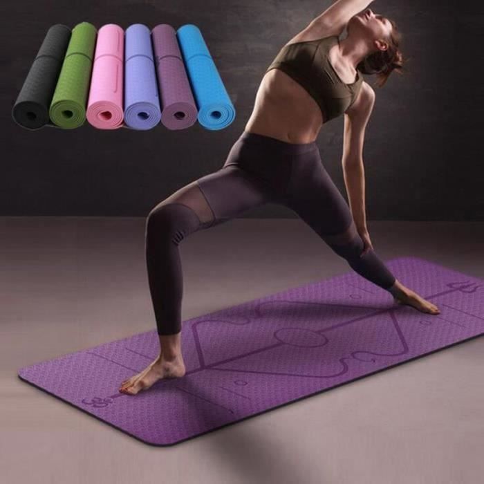 ZA18456-1830x610x6mm Tapis de yoga tapis de sol pour sport fitness antidérapant violet