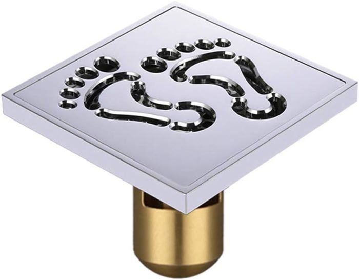 CHE Drain De Sol 10x10cm Siphon De Sol Carré Douche Cuivre Anti-insectes Anti-odeurs Siphon De