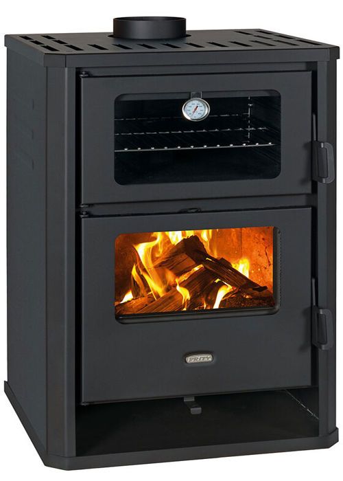 Poêle à bois avec four PRITY 1P34 - 10,1 kW, Noir Graphite, Classe A