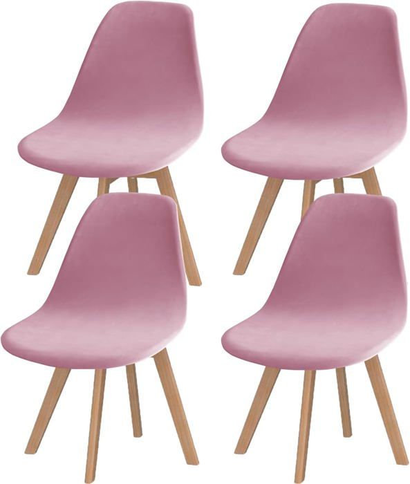 4Pcs Velours Housses de Chaise de Salle à Manger Scandinaves Extensible Couverture de Chaise sans Accoudoirs - Rose
