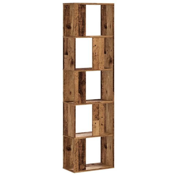 Bibliothèque/étagère à livres - mango - 5 niveaux - vieux bois - bois dingénierie M2486