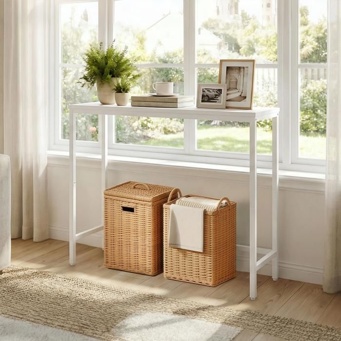 HOOBRO Table Console Fine Style Industriel – Meuble Entrée, Bout De Canapé, Table D’Appoint Marron Rustique 75 Cm