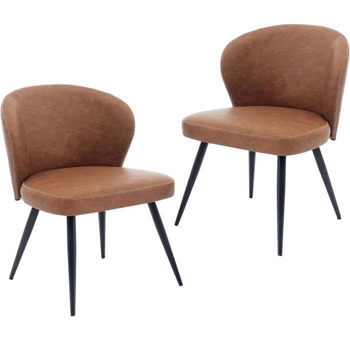2x Chaise salle a manger - SALUT- Vintage - Chaises de cuisine modernes en cuirMARRON