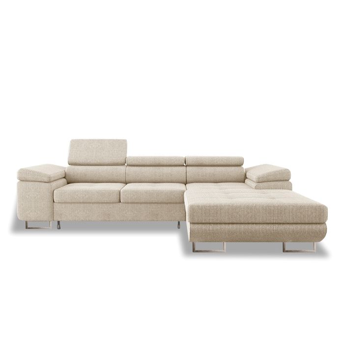 Canapé dangle droit convertible Alphonso velours côtelé Beige