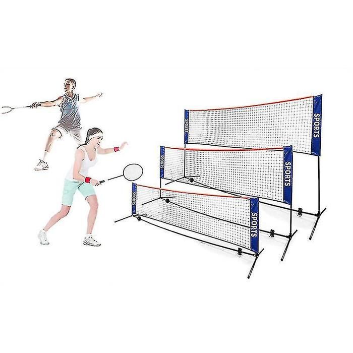 Filet De Badminton FBSPORT – 3 à 6 M, Hauteur Réglable 0,75/1,25/1,55 M, Modèle 6m Ajustable En Largeur, Sac De Transport Inclus