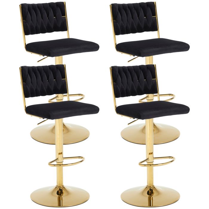 chairus Tabouret de Bar Lot de 4 Tabouret de Bar Rotatif 360° Chaise de Bar Réglable en Hauteur avec Repose-Pieds Velours Noir