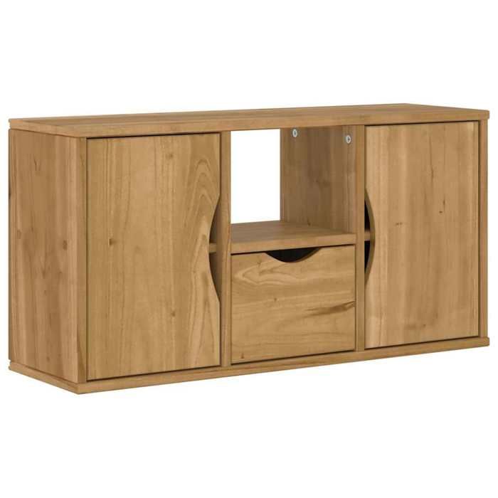 Console TV VENT-FLASH - Banc TV Meuble TV - avec tiroir ODDA 79x24x40 cm bois massif pin - Meuble de Salon（46044）ZLH