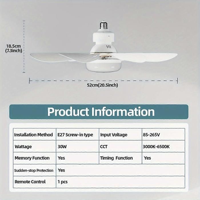 ventilateur à douille ventilateur de plafond à vis avec lumières et télécommande ampoule E26/E27 facile à installer base de r - Wen