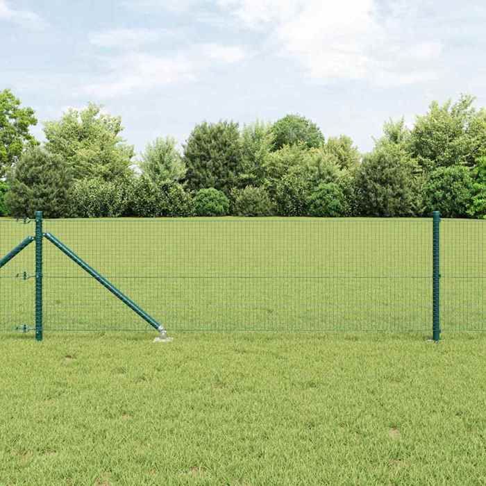 vidaXL Clôture en fil soudé avec pointes Acier et PVC Vert Maille 3352043