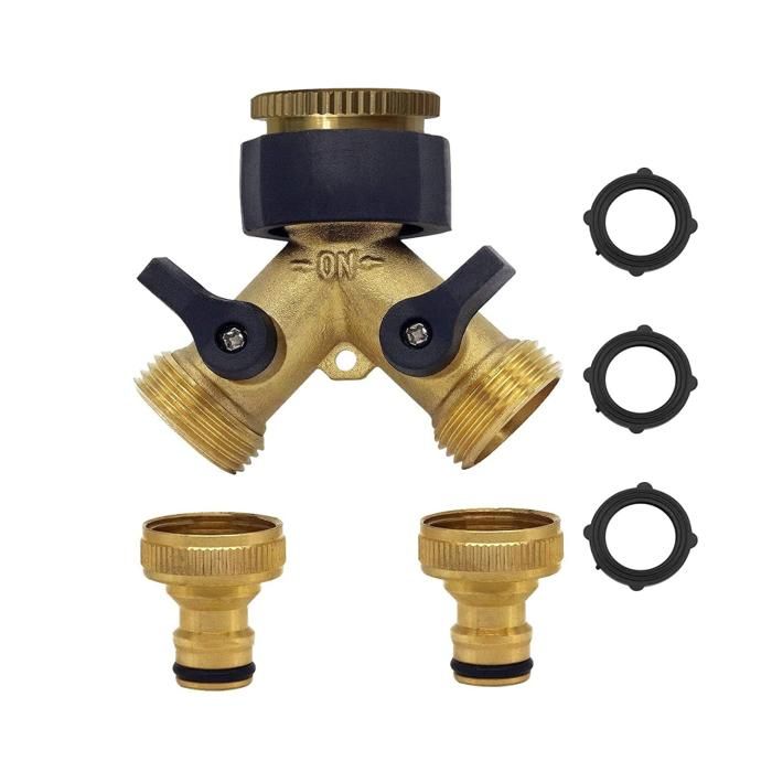 OHAYORI Robinet Double Machine à Laver - Distributeur Y En Laiton 3/4" & 1/2", Adaptateur Tuyau Arrosage Pour 2 Appareils