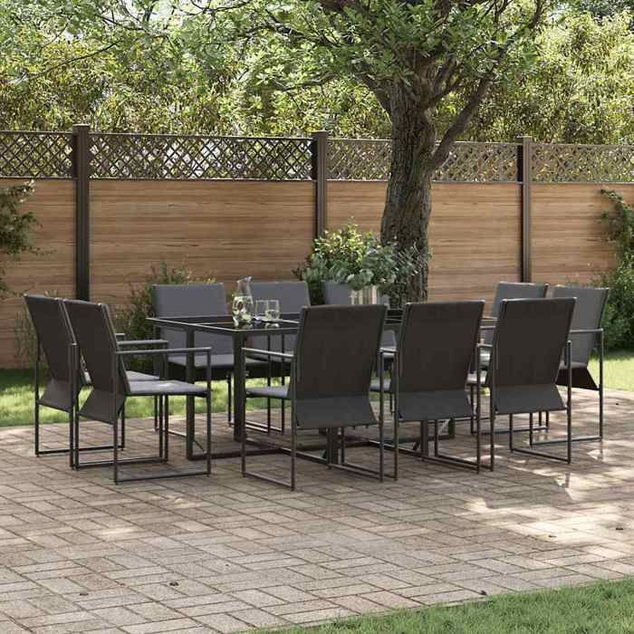 vidaXL Ensemble de salle à manger de jardin 13 pcs Acier et textilène - vue 2