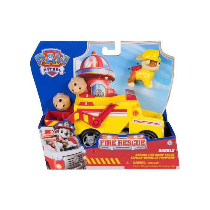 Coffret Pat Patrouille Fire Rescue Ruben + Camion Benne pompier De Luxe - Set Figurine Et Véhicule + Carte tigre