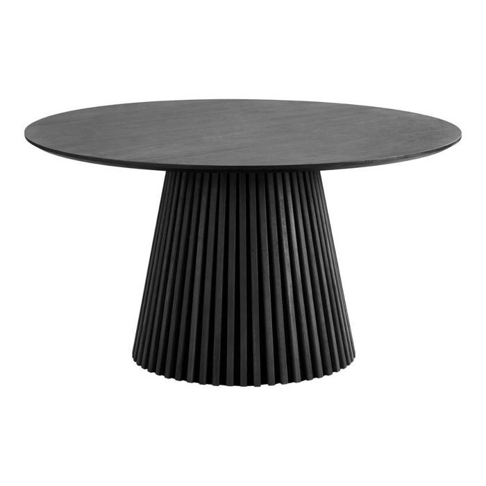 Table Ronde 140 Table repas ronde Ø140cm Pied Central Relief MDF Placage Chêne noir ...