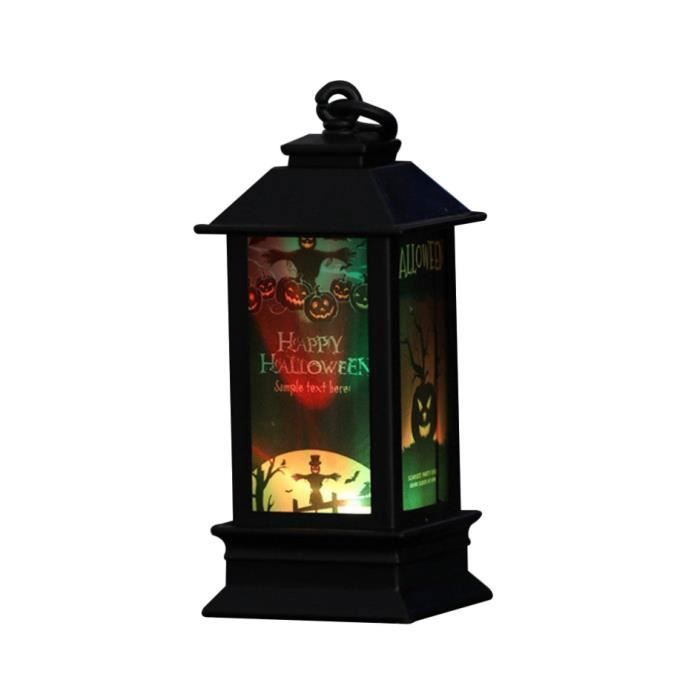 Lanterne Lumineuse dhalloween Motifs Sorcière Et Maison Hantée Lanterne dhalloween Veilleuse LED Multicolore LAMPE DECORATIVE