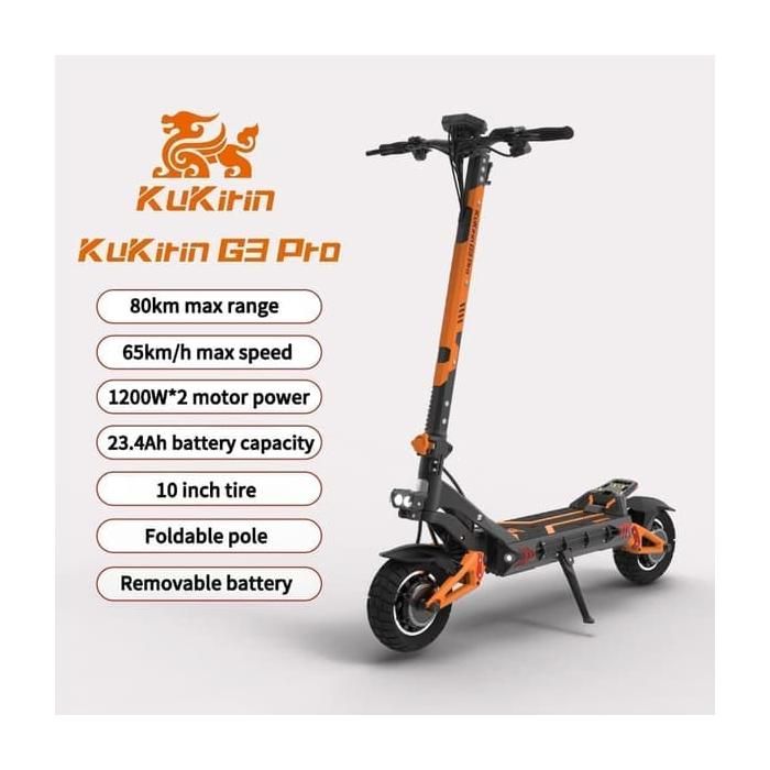Trottinette électrique KuKirin G3 Pro Tout-terrain - 2x1200W, 80km D'autonomie