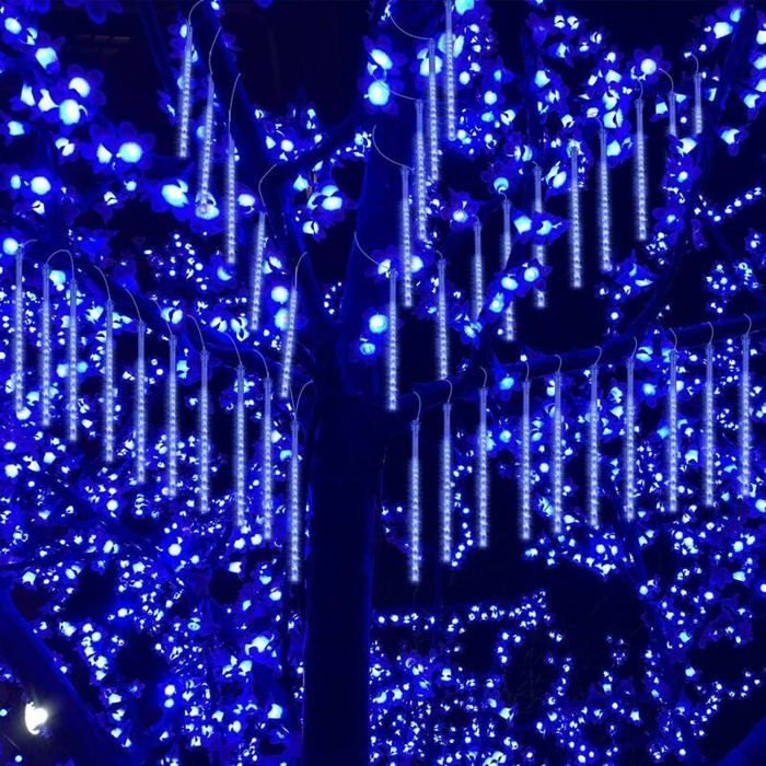 Guirlande Lumineuse Météore Pluie Lumiere LED Météore Pluie Etanche Extérieur Douche Pluie Feux 30 cm 8 Tube 192 LEDs pour Mariage