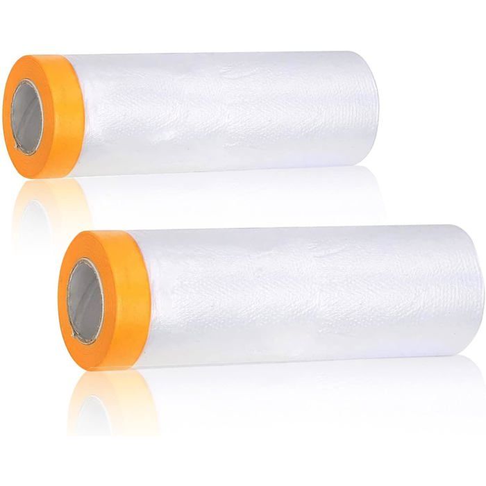Lot de 2 pour Meubles en PE Material Bache de Protection Peinture Adhésif Élevée Couverture Anti-poussière (3 * 20m1.5 m* 20m)