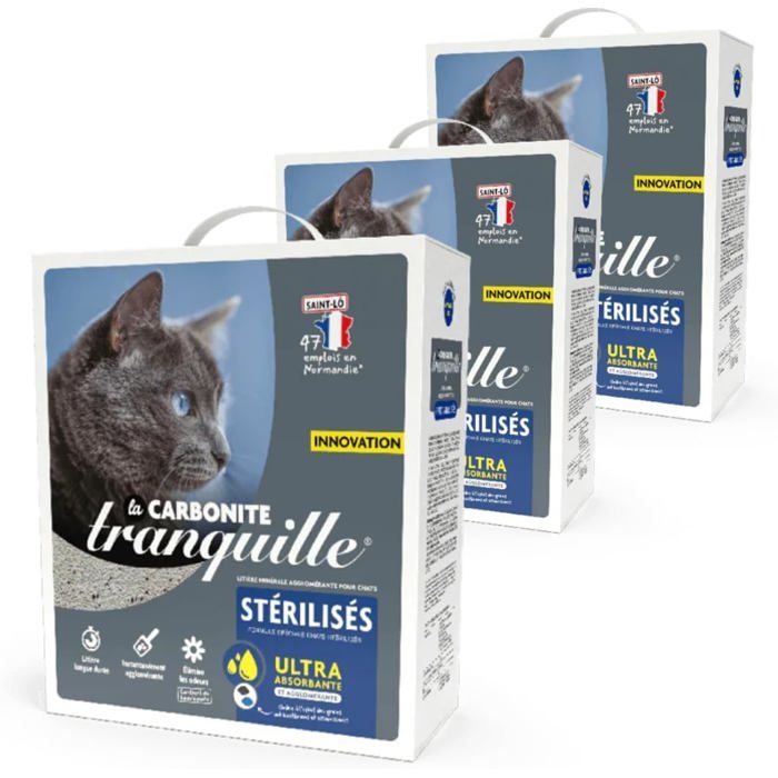 Meilleurs prix pour Litière pour chats stérilisés - SWAPY - La Carbonite Litière pour chats stérilisés 61 L lot de 3 contrôle des odeurs
