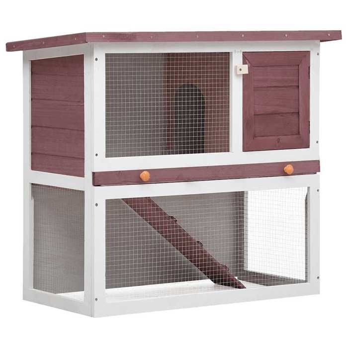Clapier dextérieur en bois - vidaXL - 1 porte - Marron - 90x45x80 cm - Toit étanche vert - Rampe antidérapante