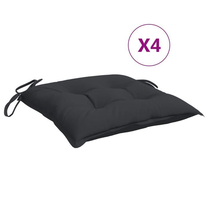Coussins de chaise - vidaXL - Lot de 4 - Noir - 40x40x7 cm - Tissu Oxford - Imperméable - Fibre creuse en PP