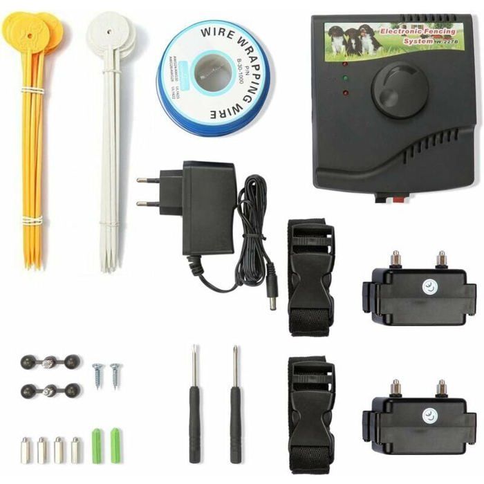 Clôture électrique pour chien - MICH - 2 colliers anti-fugue - Dressage efficace - Fil de 300 m - Étanche - Réglable