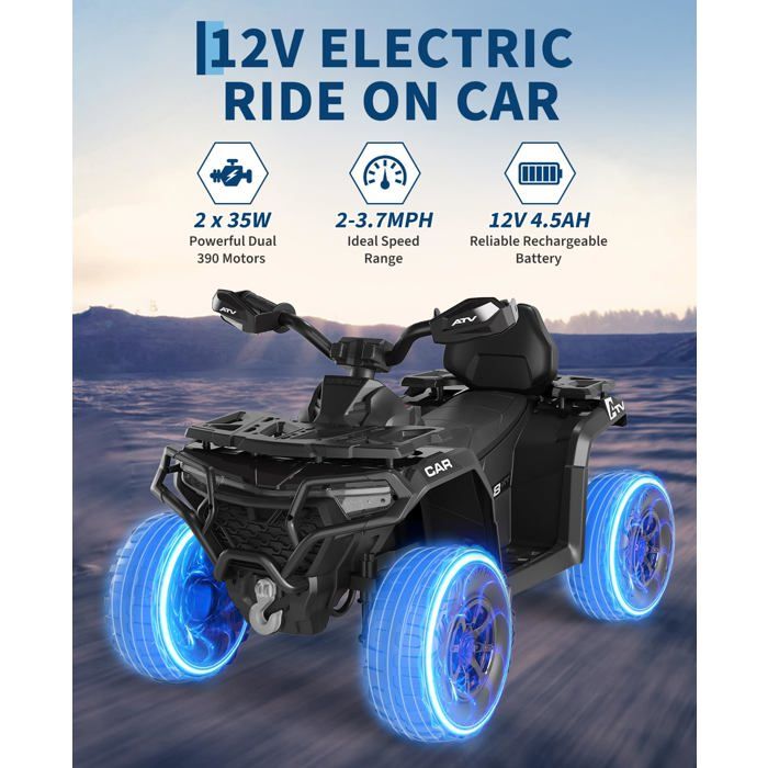 GOPLUS Voiture 4x4 Quad Buggy Electrique,Quad ATV 6V avec Marche Arrière et Frein Électrique,Avancer et Reculer, Contrôle par Poignée,Recommandé pour Les Enfants de 3 Ans (Bleu