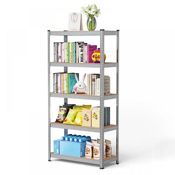 SUPFINE Étagère de Rangement à 5 Niveaux Planches Réglables Style Moderne 50×100×200cm pour Cuisine Salon Salle de bain