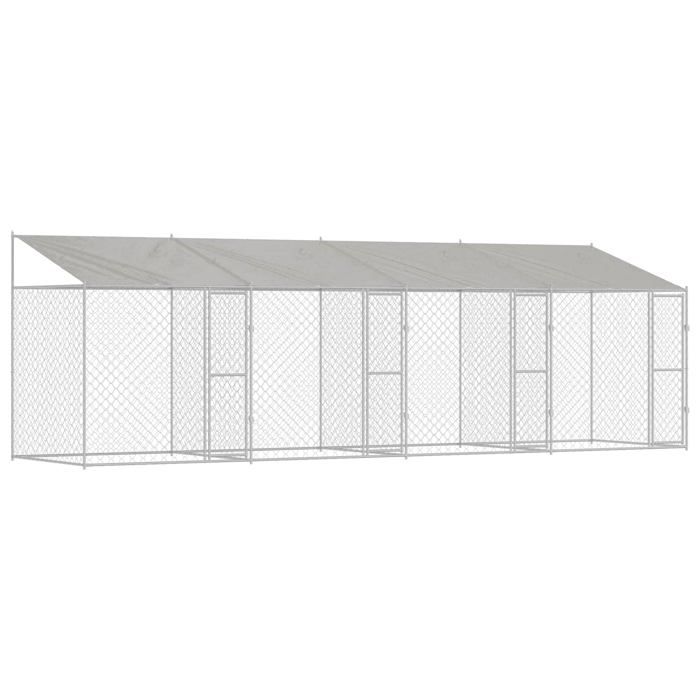 Cage pour chien en acier galvanisé - vidaXL - 800x200x256 cm - Argenté - Résistant à la corrosion