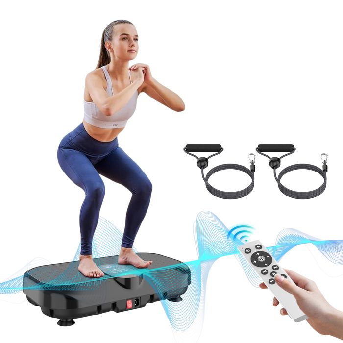 Plateforme Vibrante 150 Kg – 120 Vitesses, 9 Programmes, Télécommande, Bandes De Résistance, Bluetooth, écran LED – Fitness Maison Silencieux