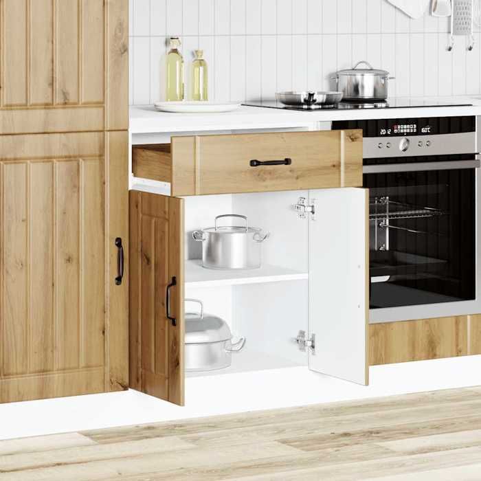 Promo 2026Cabinet de cuisine(1 pcs) Armoire/Vitrine/Placard - SARAZYJ - meuble de cuisine - Lucca chêne artisanal bois ingénierie