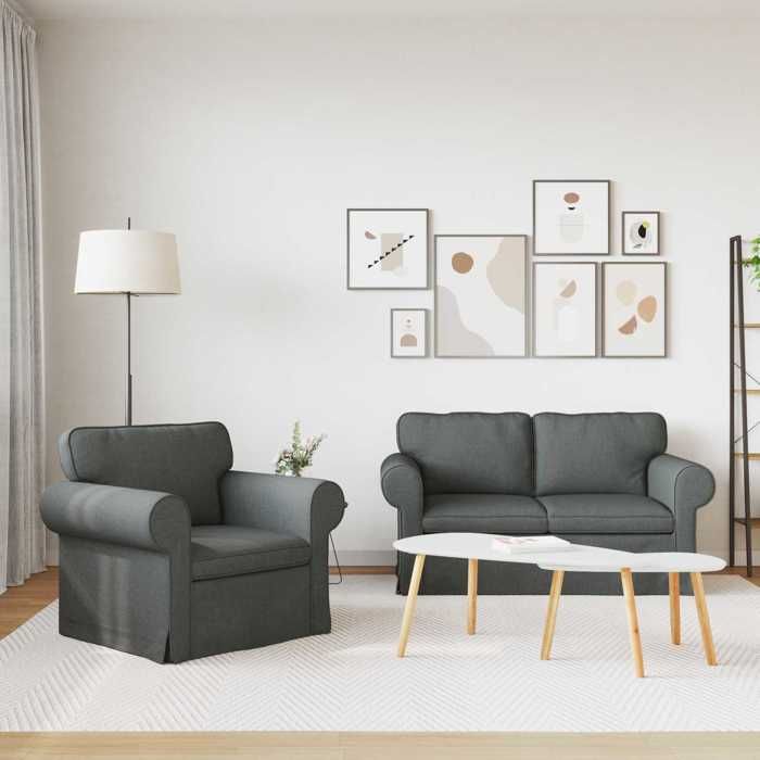 Tissu CANAPÉ FIXE - SHIELDPRO® - Canapé 2 pcs Gris foncé 155x82x80 cm 954221