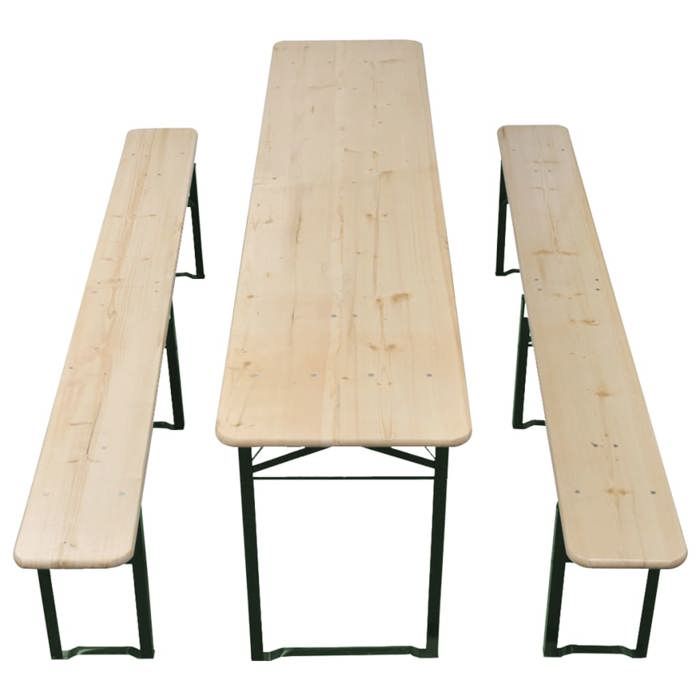 （SOLDES Dété）TABLE 2/4 PERSONNES - Table de brasserie pliable avec 2 bancs 220cm Bois de sapin 6593364