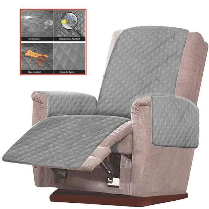 Housse Fauteuil Protecteur Malu Housse Matelasse Réversible Bottlewise Housse Fauteuil Relax Matelassé Antidérapant-Gris